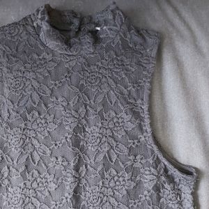 High neck floral lace sleeveless top